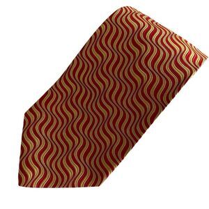 Neiman Marcus Silk Tie Necktie Cravat Red Gold Geometric Handmade in Italy